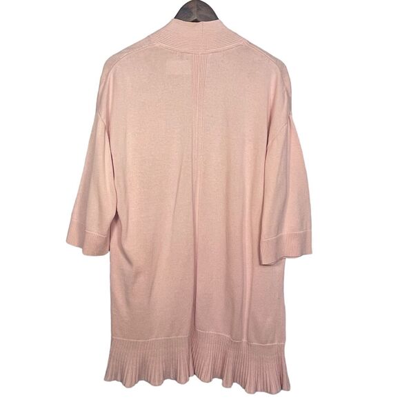 Isaac Mizrahi Live! Open Front Cardigan Sweater Women Size M Pink Flutter Hem - Picture 6 of 13